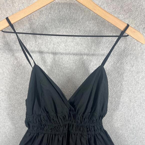 J. Crew Womens Size 8 V-neck smocked-waist dress eyelet cotton poplin Black NWT - Picture 4 of 11